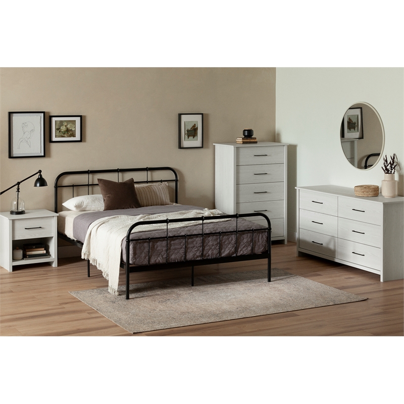 South Shore Fernley 1-Drawer Nightstand  White Pine