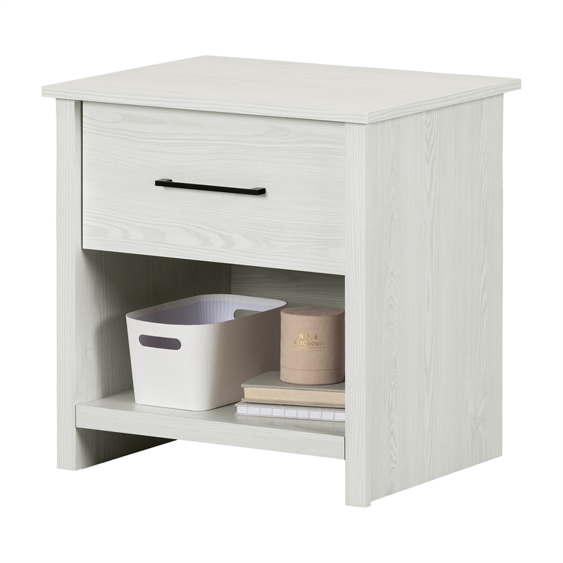 South Shore Fernley 1-Drawer Nightstand  White Pine