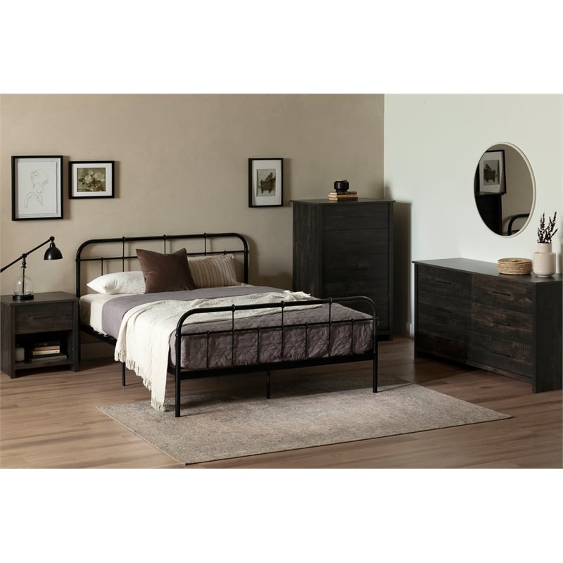 South Shore Fernley 1-Drawer Nightstand  Rubbed Black