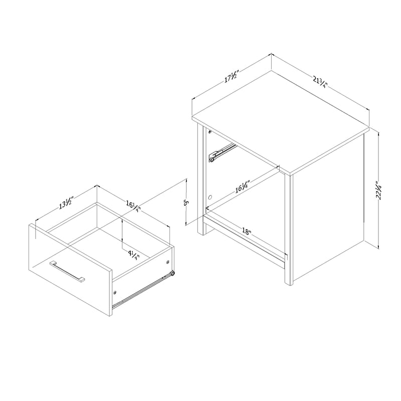 South Shore Fernley 1-Drawer Nightstand  Rubbed Black