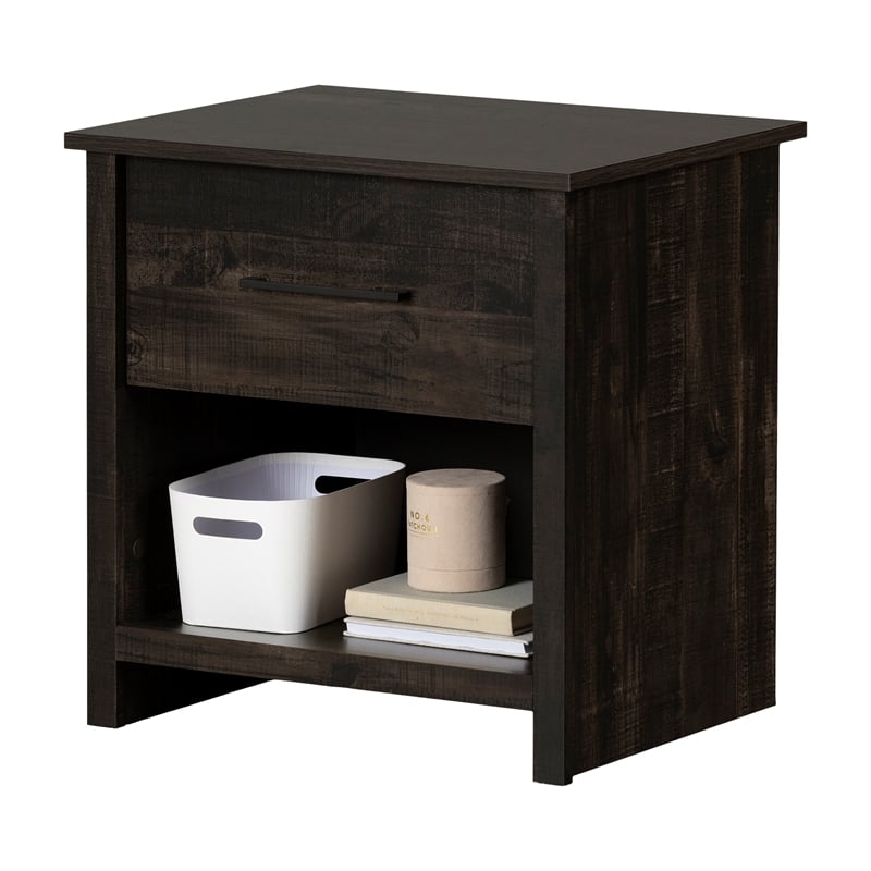 South Shore Fernley 1-Drawer Nightstand  Rubbed Black