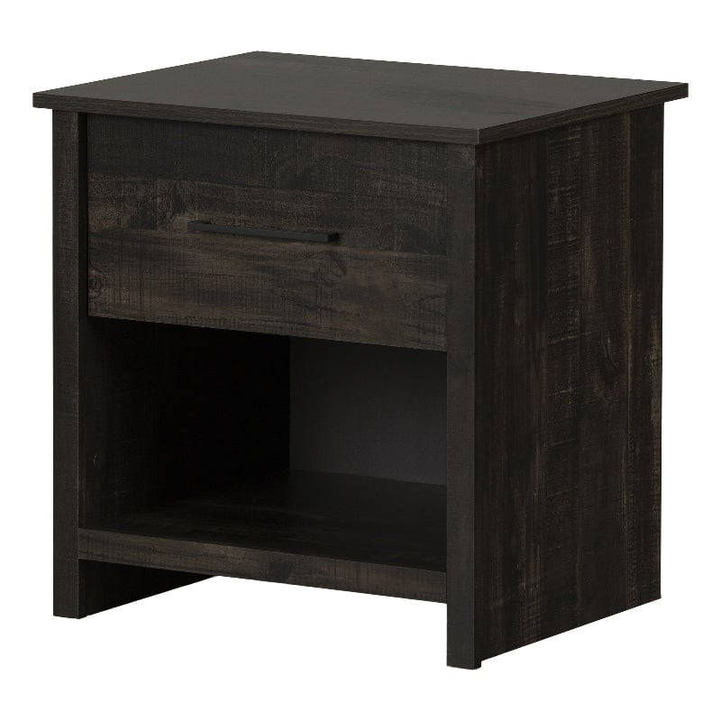South Shore Fernley 1-Drawer Nightstand  Rubbed Black