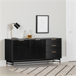 South Shore Arlo Sideboard with Ribbed Doors and Drawers  Ash Oak and Gold