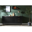 South Shore Arlo Sideboard with Ribbed Doors and Drawers  Ash Oak and Gold