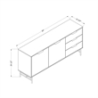 South Shore Arlo Sideboard with Ribbed Doors and Drawers  Ash Oak and Gold