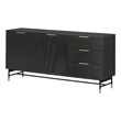 South Shore Arlo Sideboard with Ribbed Doors and Drawers  Ash Oak and Gold