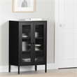South Shore Eddison Storage Cabinet with Glass Doors  Black