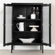South Shore Eddison Storage Cabinet with Glass Doors  Black