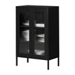 South Shore Eddison Storage Cabinet with Glass Doors  Black