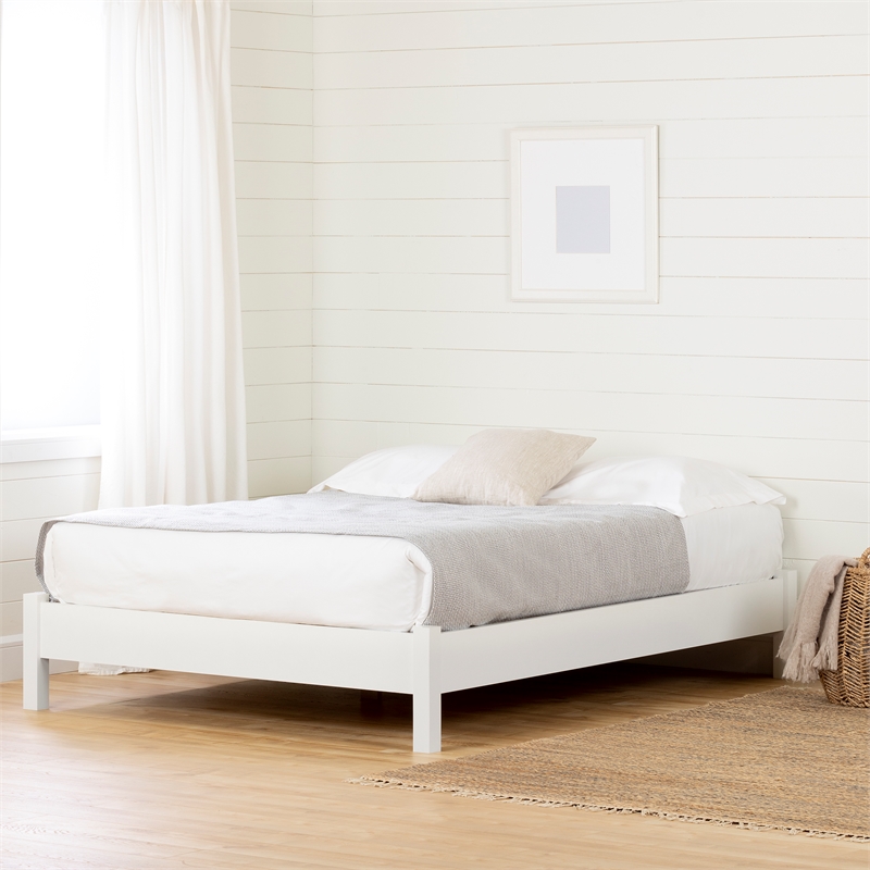 South Shore Munich Platform Bed on Legs Full Pure White