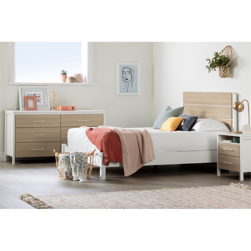 South Shore Munich Platform Bed on Legs Full Pure White