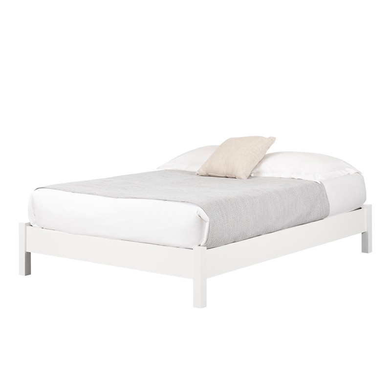 South Shore Munich Platform Bed on Legs Full Pure White