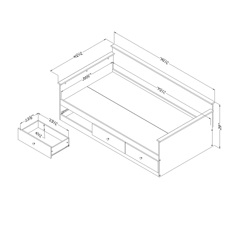 South Shore Plenny Daybed with Storage Twin White Wash