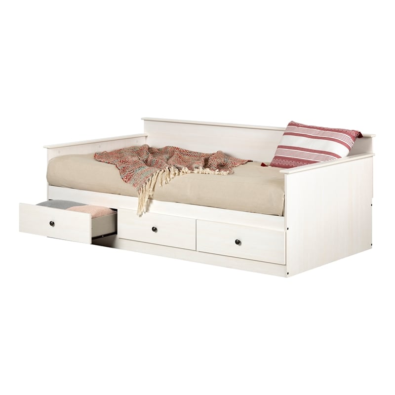South Shore Plenny Daybed with Storage Twin White Wash