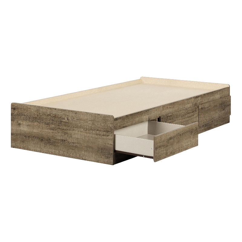 South Shore Arlen Mates Bed with 3 Drawers Twin Weathered Oak