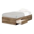 South Shore Munich Mates Bed with 3 Drawers Twin Weathered Oak