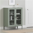 South Shore Eddison Metal Mesh 2-Door Storage Cabinet  Sage Green