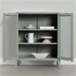 South Shore Eddison Metal Mesh 2-Door Storage Cabinet  Sage Green