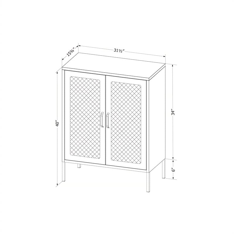 South Shore Eddison Metal Mesh 2-Door Storage Cabinet  Sage Green