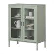 South Shore Eddison Metal Mesh 2-Door Storage Cabinet  Sage Green