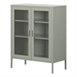 South Shore Eddison Metal Mesh 2-Door Storage Cabinet  Sage Green