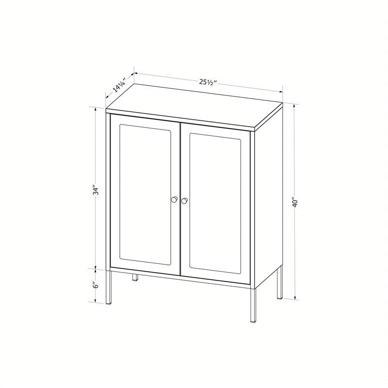 South Shore Kodali Accent Cabinet with Glass Doors  Black