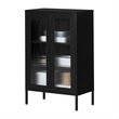 South Shore Kodali Accent Cabinet with Glass Doors  Black