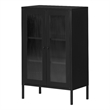 South Shore Kodali Accent Cabinet with Glass Doors  Black