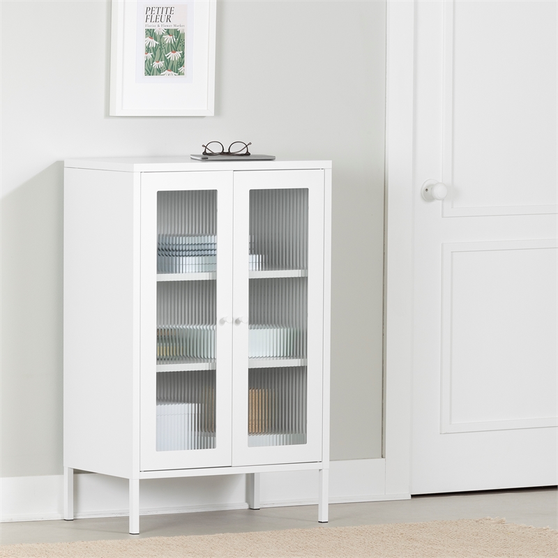 South Shore Kodali Accent Cabinet with Glass Doors  White