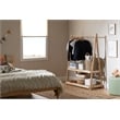 South Shore Sweedi Wooden Clothes Rack with Storage Shelves for Kids  Natural