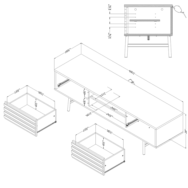 South Shore Mezzy TV Stand with Drawers 75