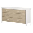 South Shore Munich 6-Drawer Dresser  White and Soft Elm