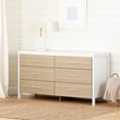 South Shore Munich 6-Drawer Dresser  White and Soft Elm