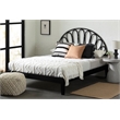 South Shore Hoya Rattan Wall-Mounted Headboard Flower Petals Full/Queen Black