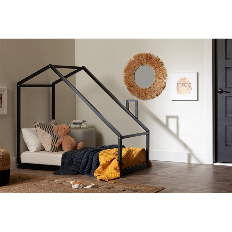 South Shore Sweedi House Bed with Chimney Toddler Black