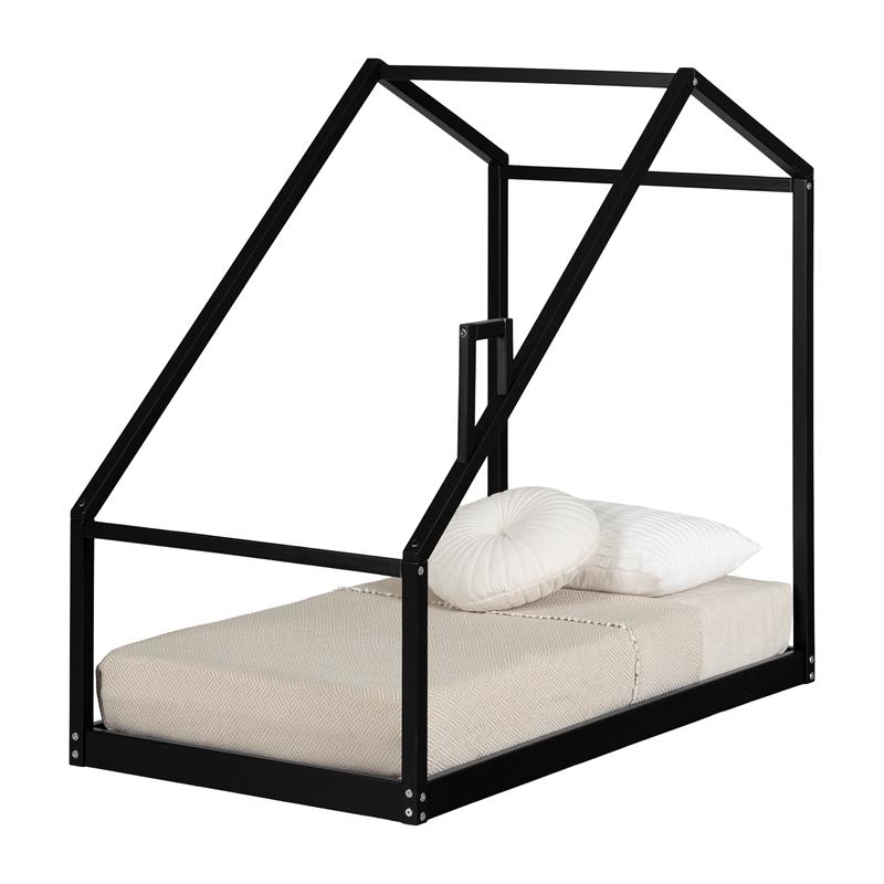 South Shore Sweedi House Bed with Chimney Toddler Black