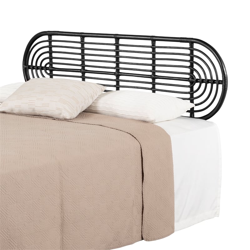 South Shore Hoya Rattan Wall-Mounted Headboard Retro Full/Queen Black