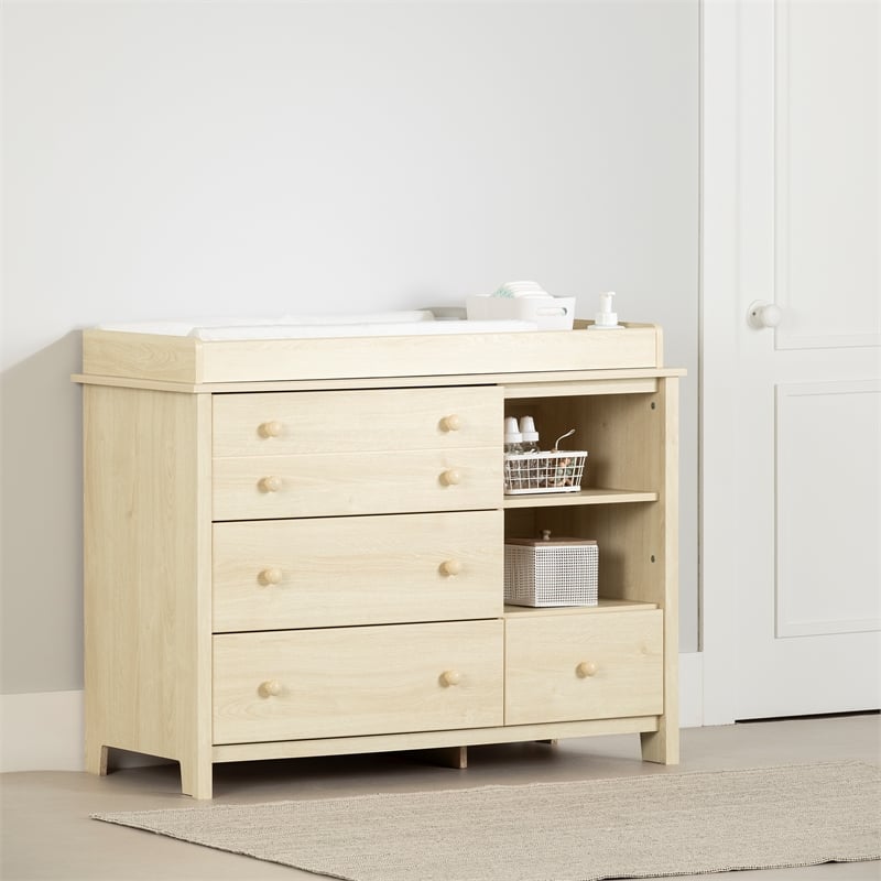 South Shore Little Smileys Changing Table with Station Wide Bleached Oak