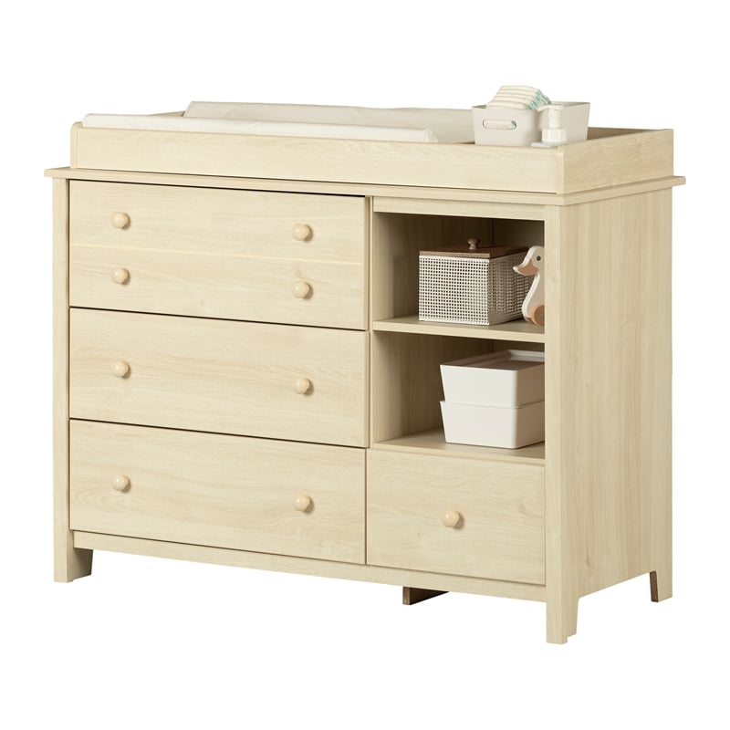 South Shore Little Smileys Changing Table with Station Wide Bleached Oak