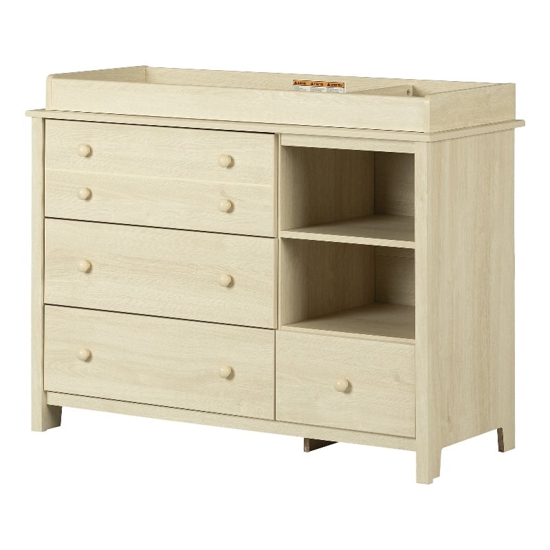 South Shore Little Smileys Changing Table with Station Wide Bleached Oak Cymax Business