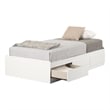 South Shore Munich Mates Bed with 3 Drawers Twin Pure White