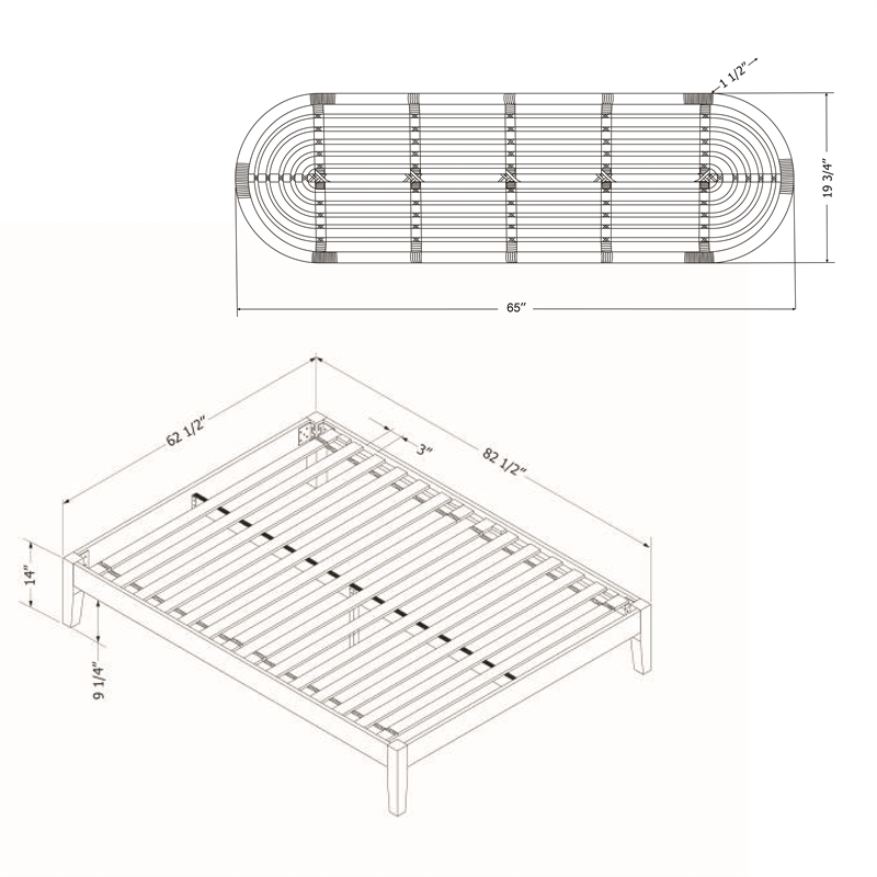South Shore Hoya Wooden Bed and Rattan Wall-Mounted Headboard Set Queen Black