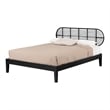South Shore Hoya Wooden Bed and Rattan Wall-Mounted Headboard Set Queen Black