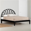 South Shore Hoya Wooden Bed and Rattan Wall-Mounted Headboard Set Queen Black