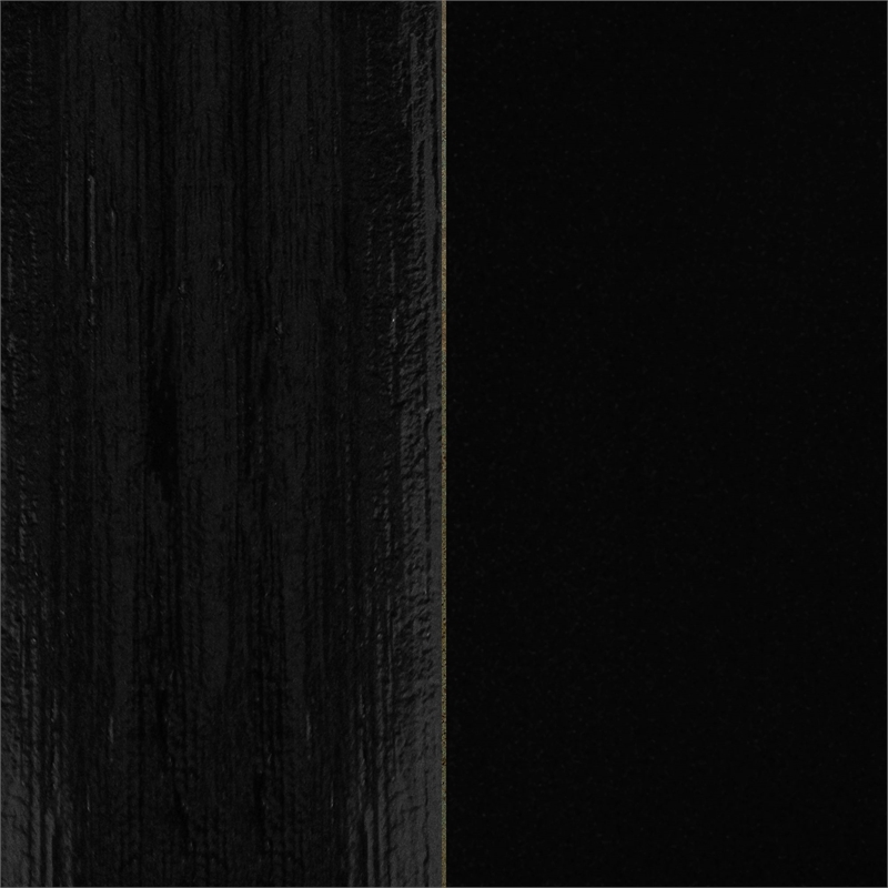 South Shore Hoya Wooden Bed and Rattan Wall-Mounted Headboard Set Queen Black