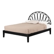 South Shore Hoya Wooden Bed and Rattan Wall-Mounted Headboard Set Queen Black