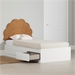 South Shore Bloom Mates Bed and Rattan Shell Headboard Twin White and Natural