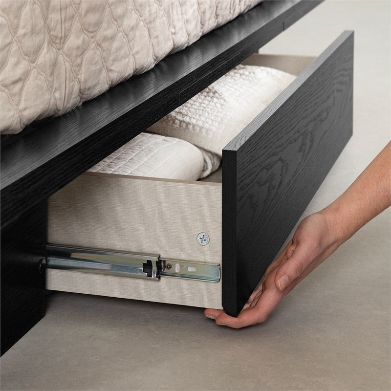 South Shore Primo Platform Bed with Drawer Full/Queen Black Oak