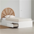 South Shore Bloom Mates Bed and Rattan Rainbow Headboard Twin White and Natural