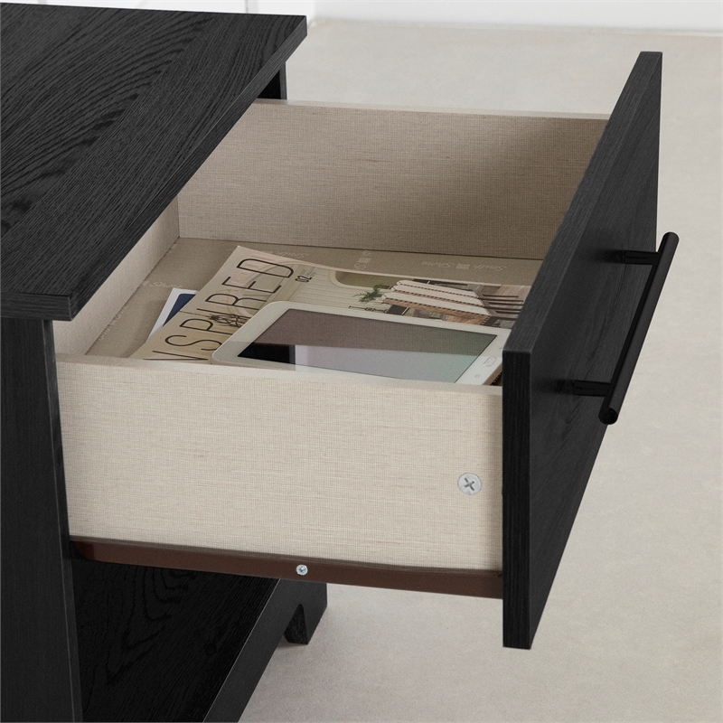 South Shore Primo 1-Drawer Nightstand  Black Oak